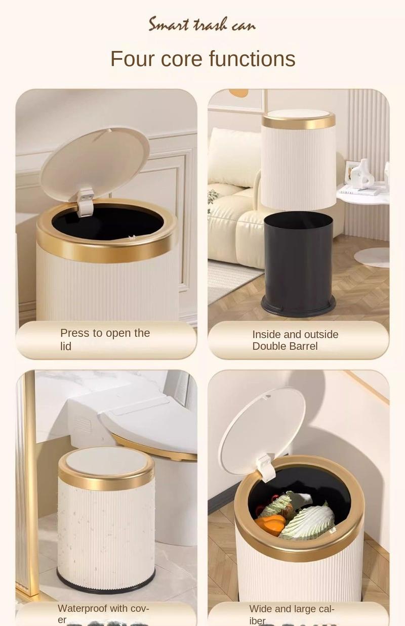 Product Introduction of Light luxury high-end trash can,Large capacity household with lid 2