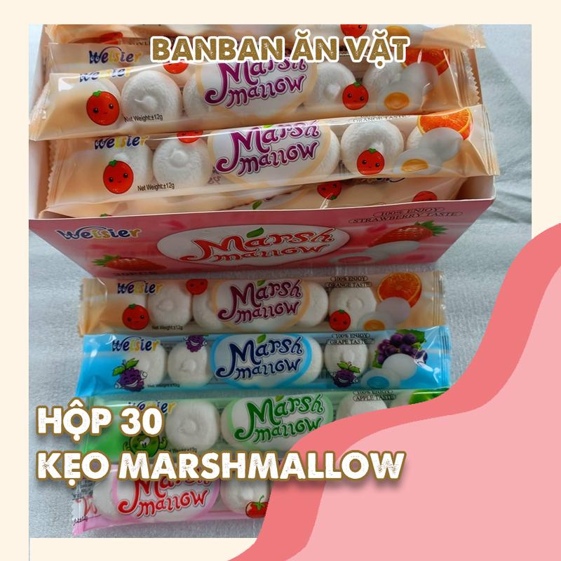  Hộp 30 gói Kẹo Marshmallow Vị Trái Cây Kẹo Xốp Marsh Mallow kẹo dẻo đồ ăn vặt 