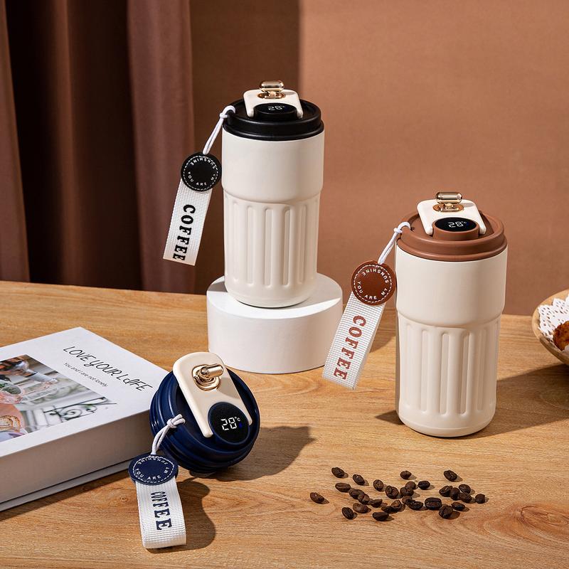 Product Introduction of New Coffee Cup 316 Stainless Steel Insulation Cup Women's Water Cup Intelligent Temperature Display Insulation Cup Cold and Hot Drink Water Cup Office Cup Sports Outdoor Water Cup Gradient Color Water Cup 410ml 3