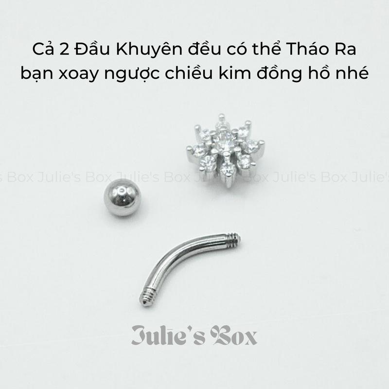 [1 CHIẾC] [XỎ] Khuyên Tai ROOK Bảy Mẫu Thân Màu Bạc Bi Tròn Unisex Không Gỉ Không Ngứa julies box 66 Hàng ngày 2