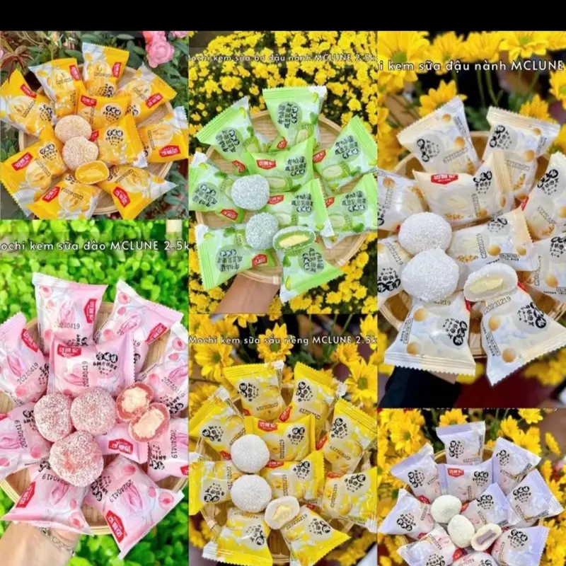 [1kg]6-9Vị Bánh mochi kem lạnh mix : đậu nành, đào , xoài, cam,dau, chanh leo,việt quất,sầu riêng, bơ sữa,khoai môn siêu ngon date mới Thức Ăn Food Food 1