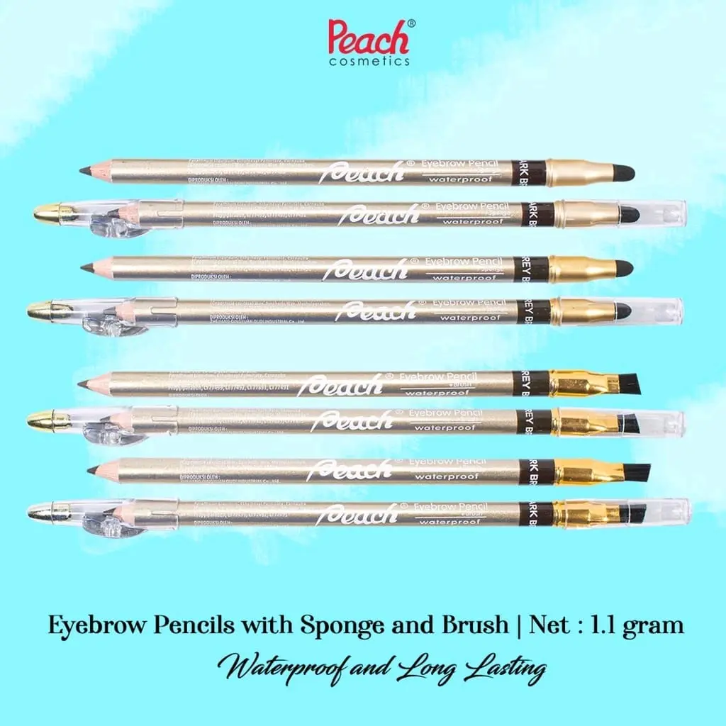PEACH Eyebrow Pensil Alis 2in1 / 3in1 Dengan Rautan dan Brush / Sponge