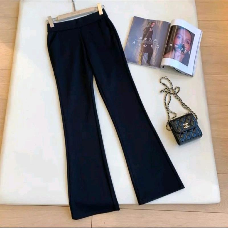 Combo 2 quần dài ống loe nữ cạp cao vải Thun co giãn 4 chiều Màu Đen Women Pants Ong Voi KHÔNG CÓ TÚI đi làm/đi chơi