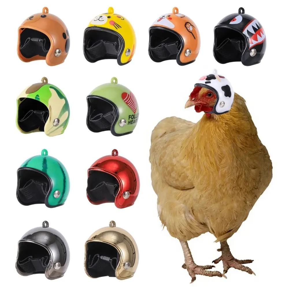 Bird Quail Pigeon Hat Mini Pet Chicken Helmet Cartoon Pet Sun Rain Protection Hats Small Pet Hard Hat Plastic Pet Protective Headgear For Bird Quail Pigeon