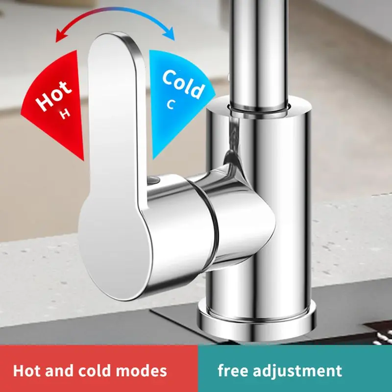 Waterfall Kitchen Faucet, 360° Rotating Waterfall Flow Spray Head Hot and Cold Water Sink Mixer, Kitchen Faucet, Kitchen Accessories, Home, Modern 3