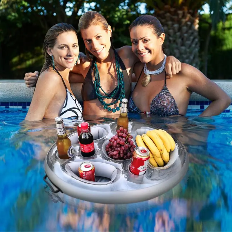 Inflatable Beverage Holder, Multipurpose Inflatable Floating Drink Holder, Floating Beverage Tray for Pool, Hot Tub, Garden Party 6
