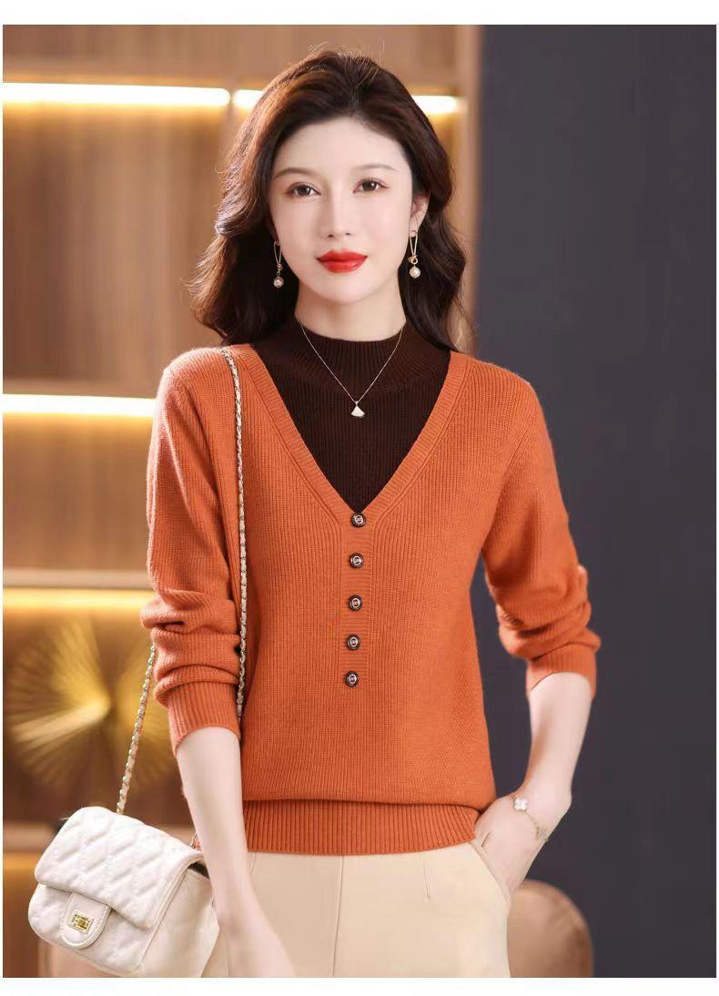 Product Introduction of Áo Len Cổ Lọ Nửa, Hàng Mới Về Mùa Thu Và Mùa Đông, Dành Cho Phụ Nữ, Quần Áo Cho Mẹ, Dáng Rộng Vừa Vặn, Phong Cách Phương Tây, Áo Lớp Nền Bên Trong, Thời Trang Nữ 0