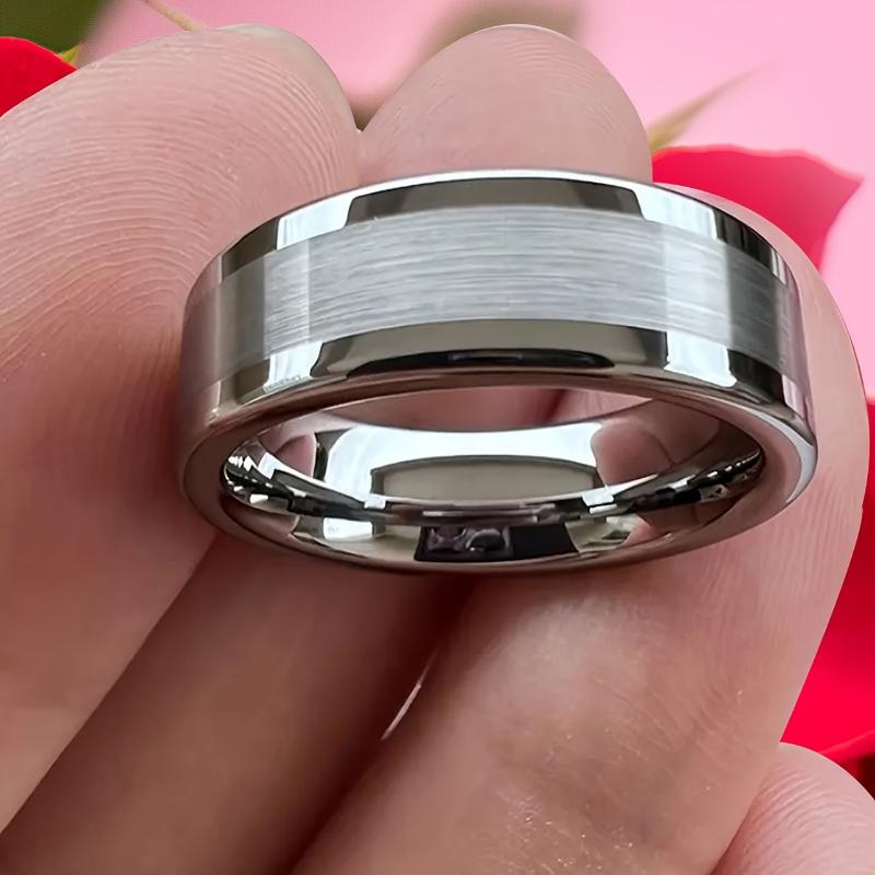 Product Introduction of [Local warehouse shipments] 1pc Luxurious 6mm Gold-Plated Tungsten Carbide Engagement Ring - Sleek Beveled Edges, Fashion Wedding Band for Men & Women, Durable & Stylish 15