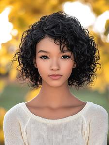 10 Inch Short Human Hair Wigs for Women, Gorgeous Fluffy Wigs with Baby Hair, Human Hair T Part Lace Wigs for Party, Daily Use