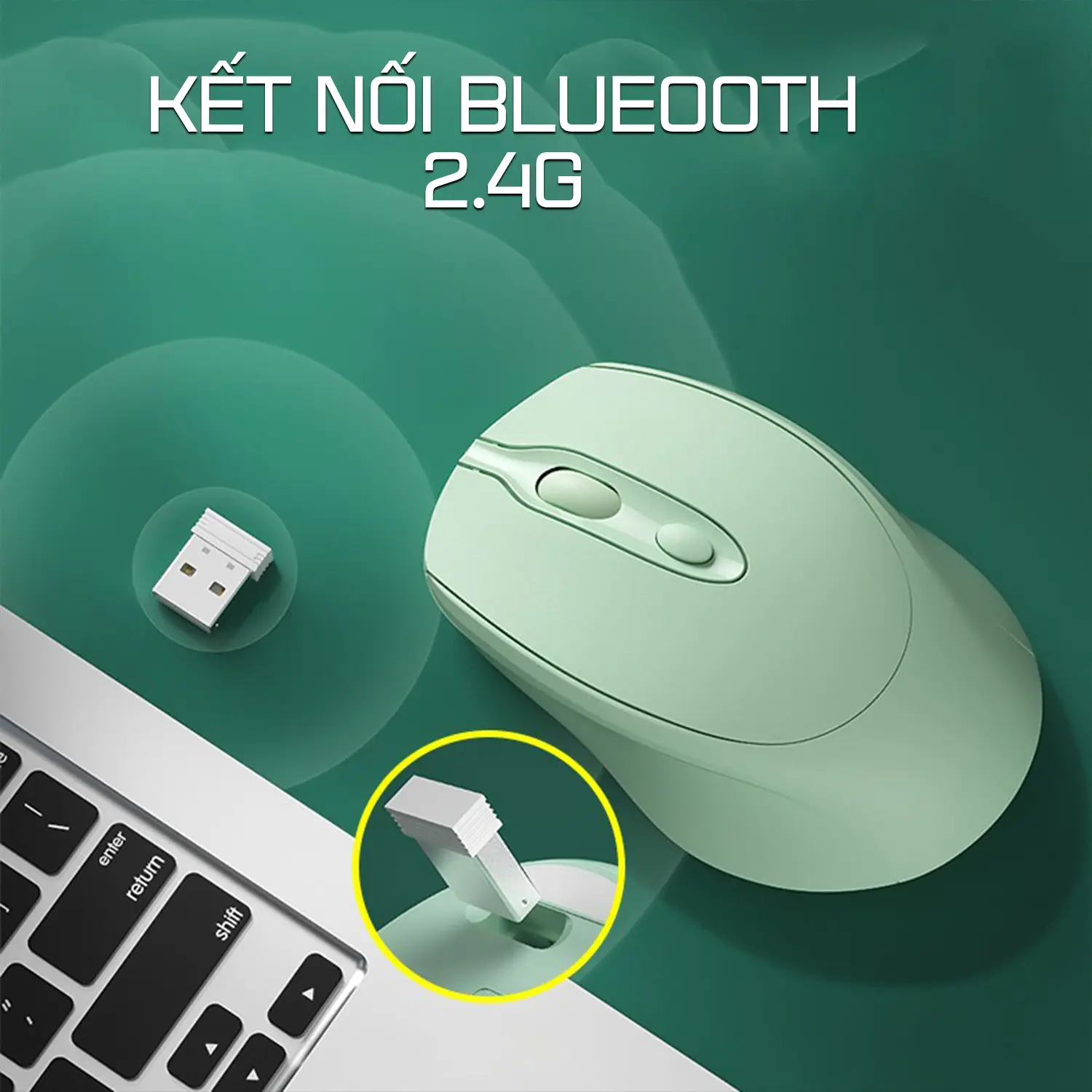 Chuột Không Dây Bluetooth 5.2 & USB 2.4G Âm Click Êm Ái 3 Mức DPI Có Sạc Pin | BigBuy360 - bigbuy360.vn