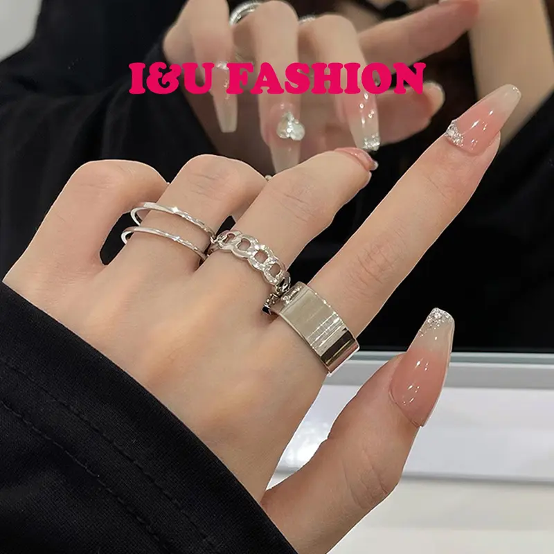COMBO Bộ 3 Nhẫn UNISEX Nam Nữ Kiểu Hở Có Thể Điều Chỉnh Kích Cỡ Cá Tính Thời Trang Màu Bạc Basic Phụ Kiện Trang Sức Độc Đáo NA-15 0