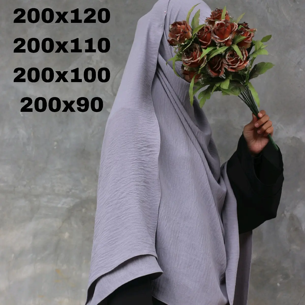 Pashmina Crinkle Airflow Jumbo Syari 200x90-200x120, Jahit Tepi Tanpa Setrika - Muslim, Jilbab kerudung