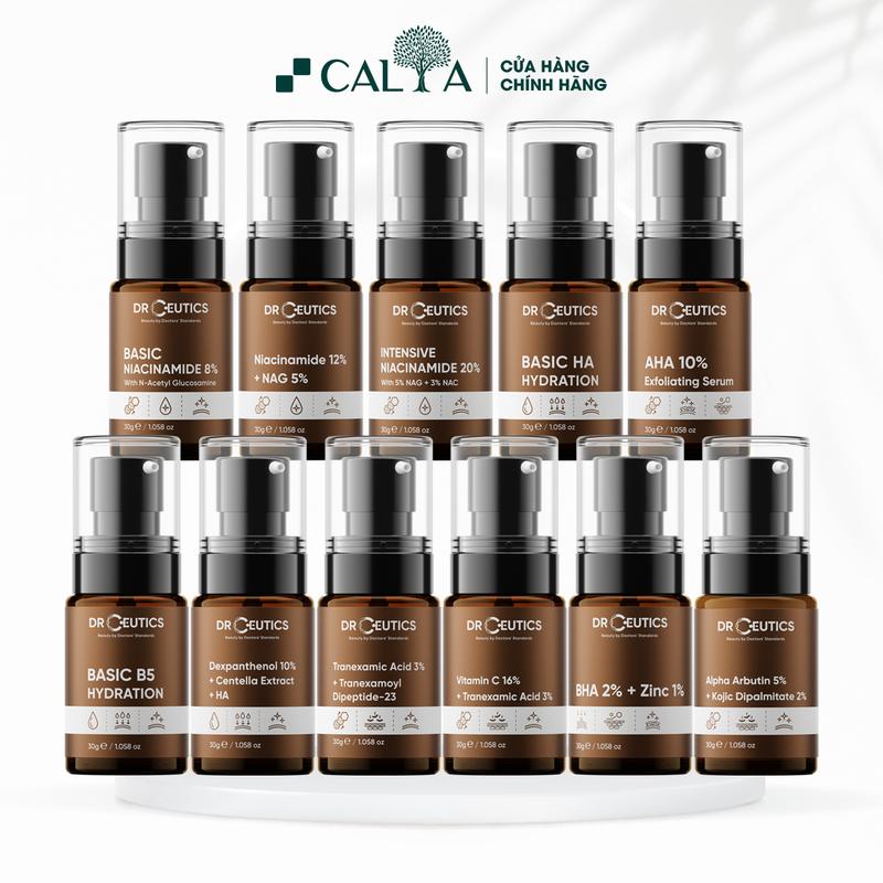 Serum Drceutics Vitamin C HA AHA BHA B5 B3 Zinc Dưỡng Trắng Giảm Mụn Phục Hồi Cấp Ẩm 30ml