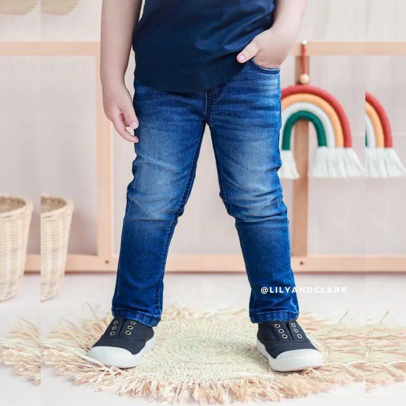 Lily And Clark Celana Jeans Basic Anak Laki-Laki Bahan Nyaman Berkualitas Warna Dark Blue JS03 Fashion 0