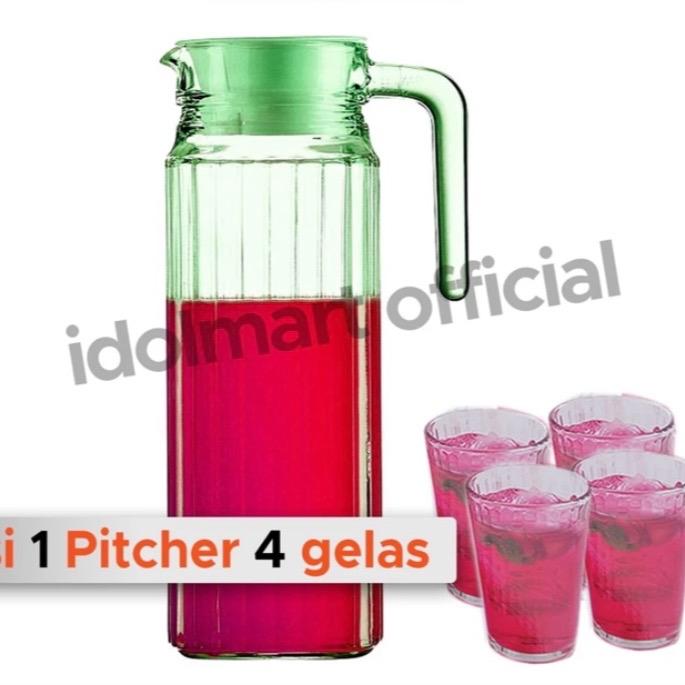 IDOLMART  Pitcher Teko Set Drink Set Kimglass isi 5 pcs Gelas 2