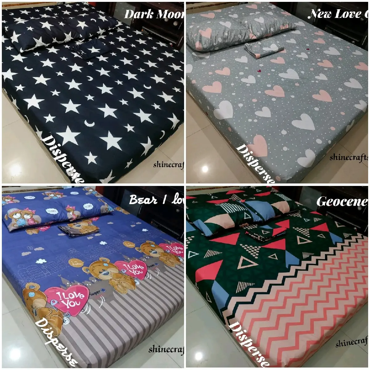 Seprei Estetik Super Single 90x200x20cm SARUNG BANTAL GULING Katun Disperse