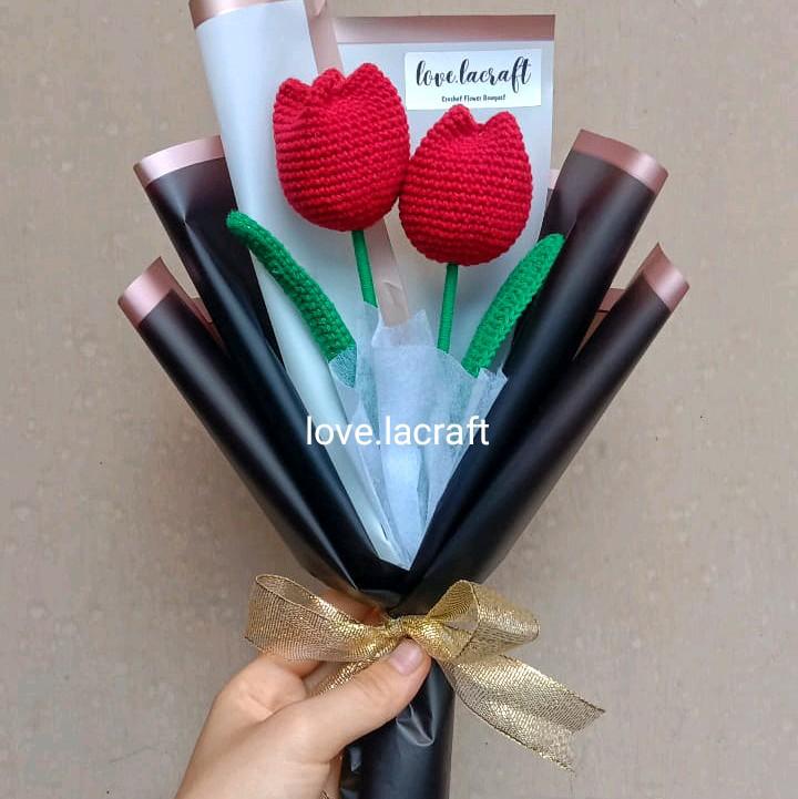 Custom Buket Bunga Rajut 2 Tulip | Crochet Flower Bouquet 7
