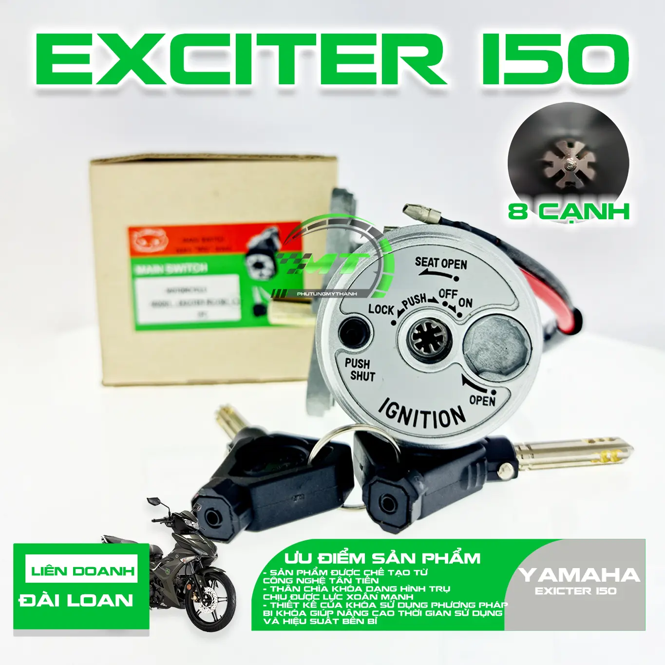 Ổ khóa 8 cạnh chống trộm cho xe Yamaha Exciter 150cc Phụ Kiện Phụ Tùng