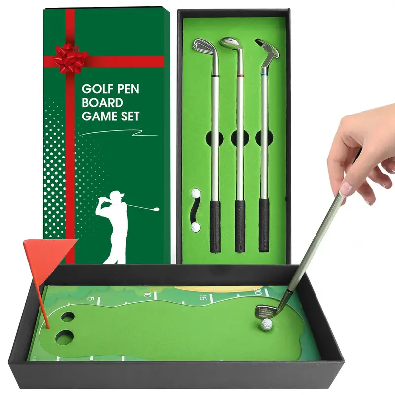 Product Introduction of Mini Golf Club Putter Ballpoint Pen Set in Gift Box, 1 Set Desktop Decoration, School Supply, and Golf Accessories Combo, Ideal Gift Choice 0