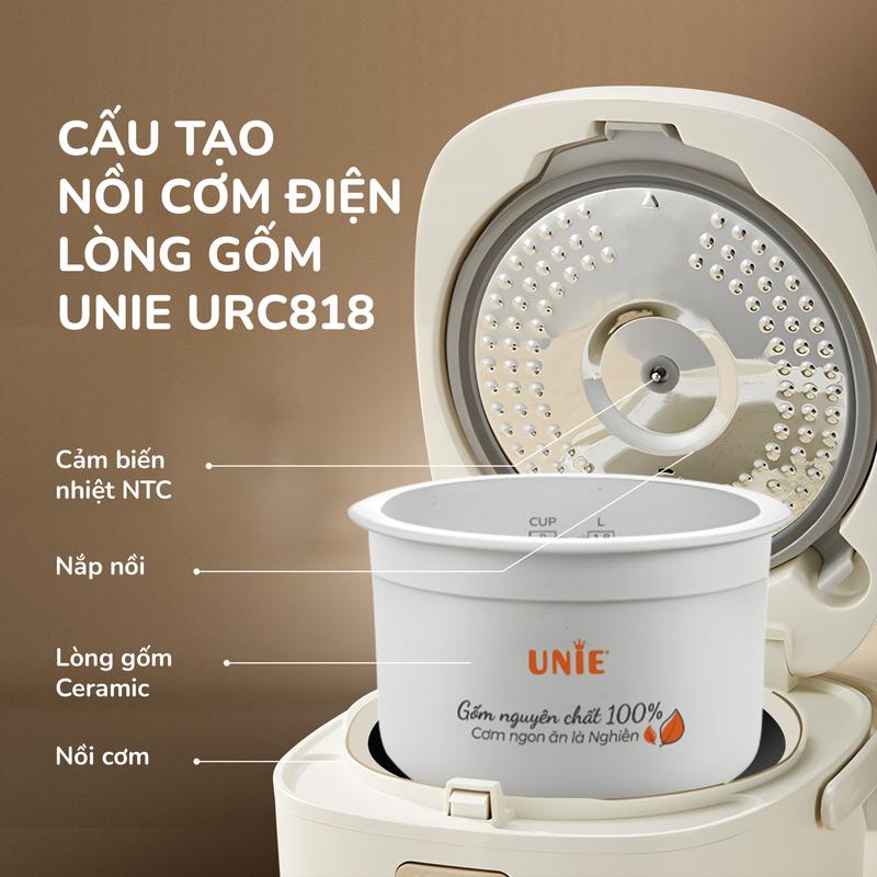 Nồi Cơm Điện Lòng Gốm UNIE URC818 lòng gốm ceramic 1L8 lít