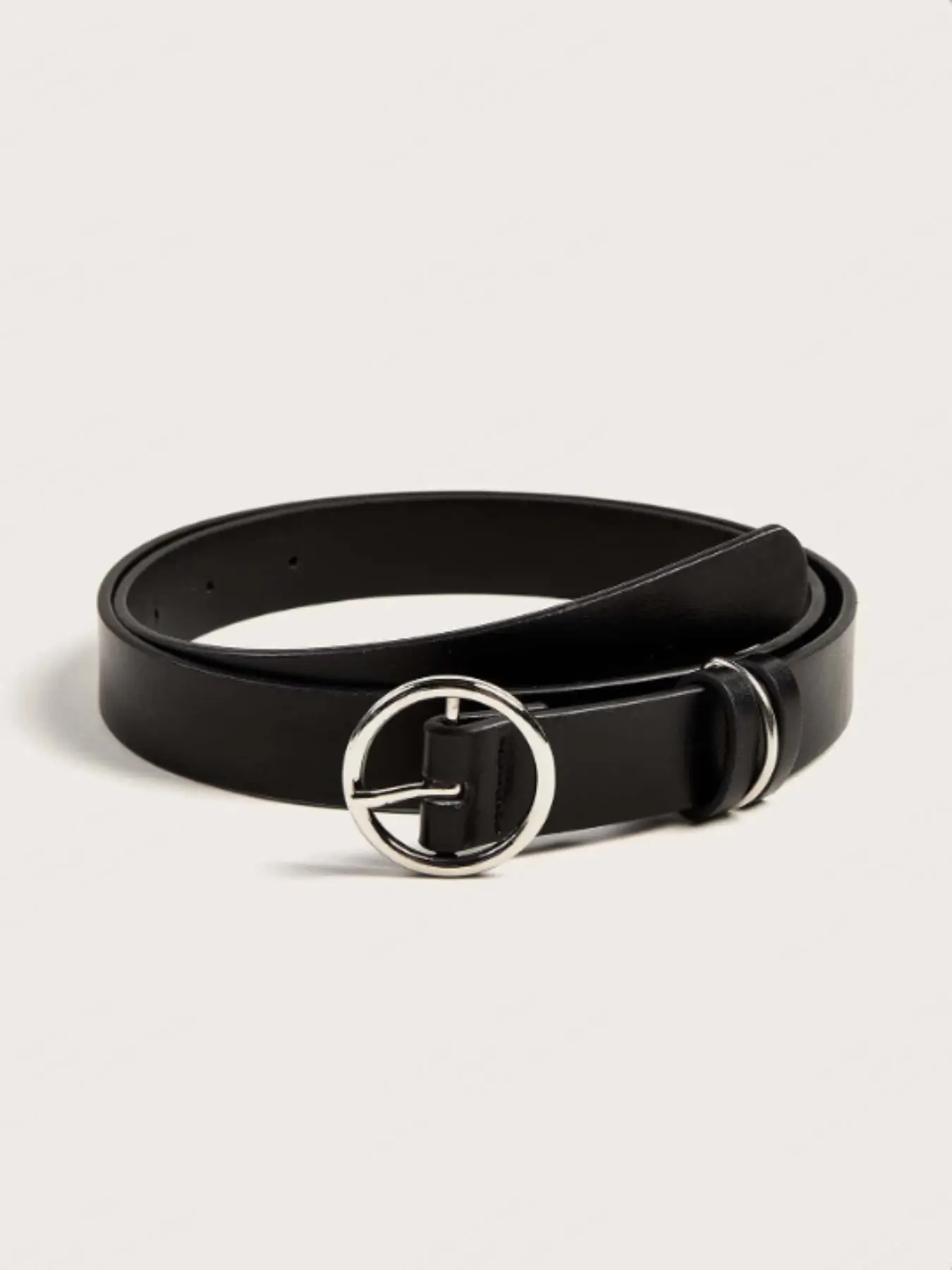 Women's Elegant Plain Color PU Round Buckle Belt, Modern Fashion Belt for Daily Clothing Decoration, Trendy All-match & Exquisite Belt for Gift