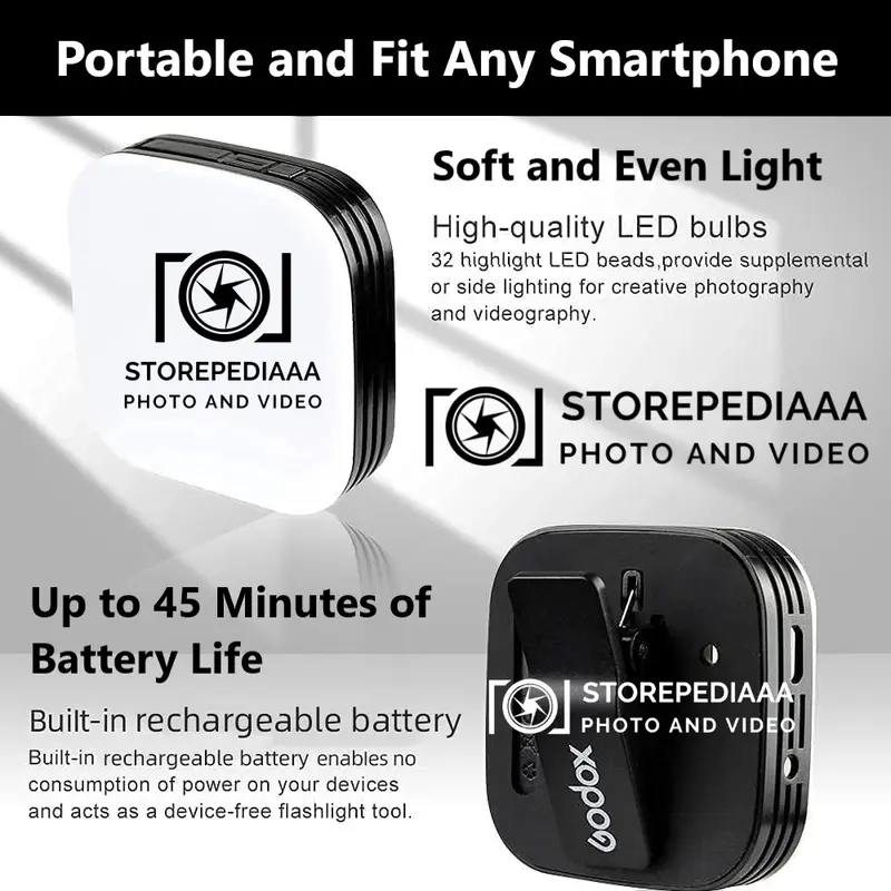 Godox LEDM32 Mini LED Light for Smartphone LEDM 32 LED M32 LED 32 6