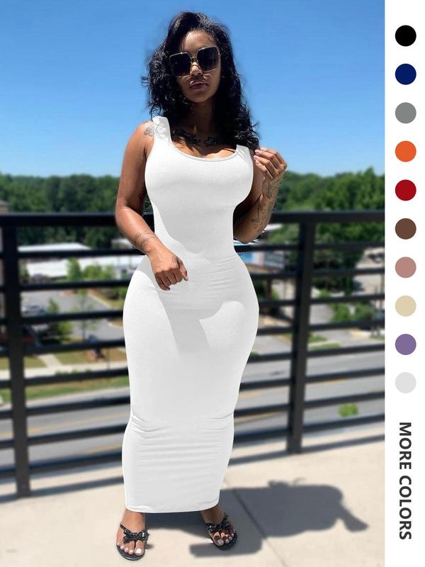 Simple Solid O-Neck Sleeveless Sports Bodycon Dress Simple Solid O-Neck Sleeveless Sports Bodycon Dress