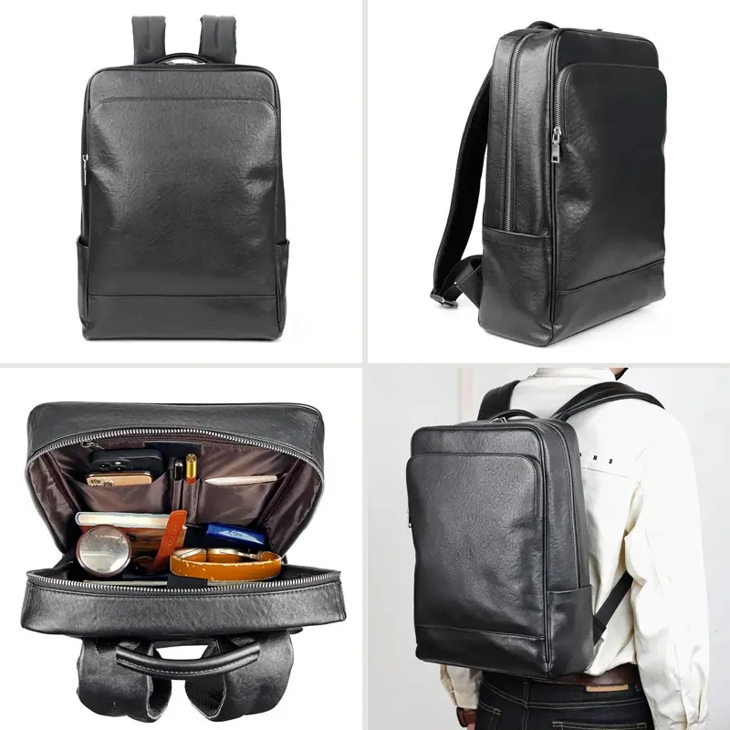 Fit For 14 Inch Laptop Bag Genuine Leather Business Men Travel Casual Black  Backpack Computer Backpacks - TikTok Shop Philippines