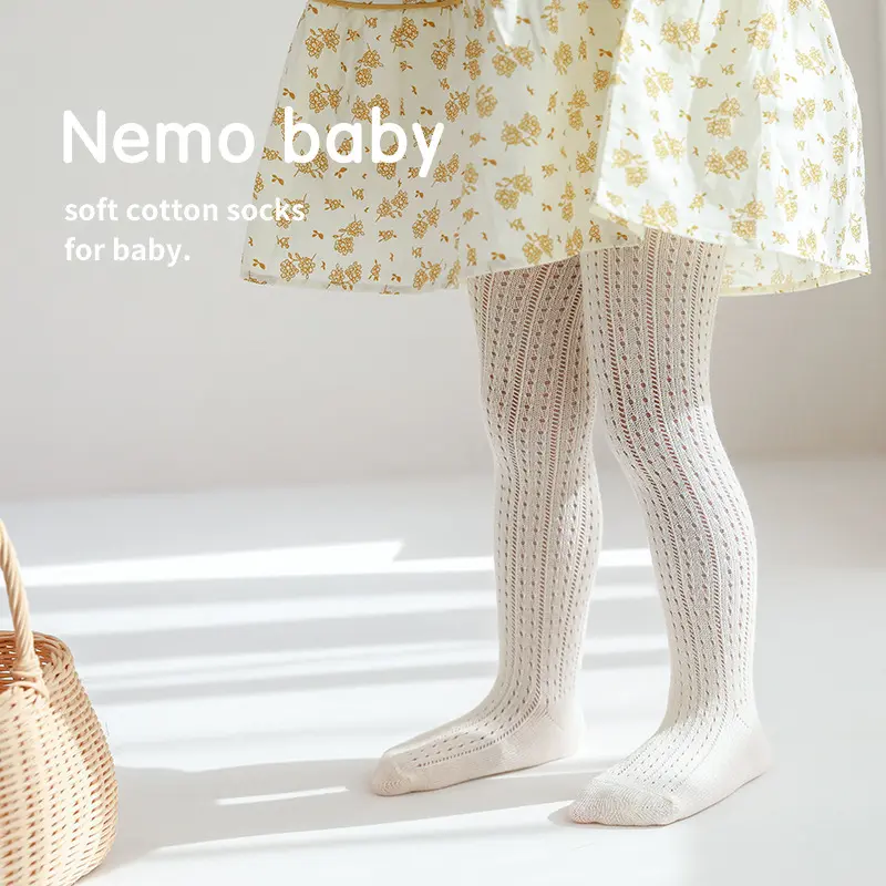 Spring and Summer Women's Baby Leggings Combed Cotton Boneless Body Stockings Mesh Outer Wear Cute Thin Children's Pantyhose
