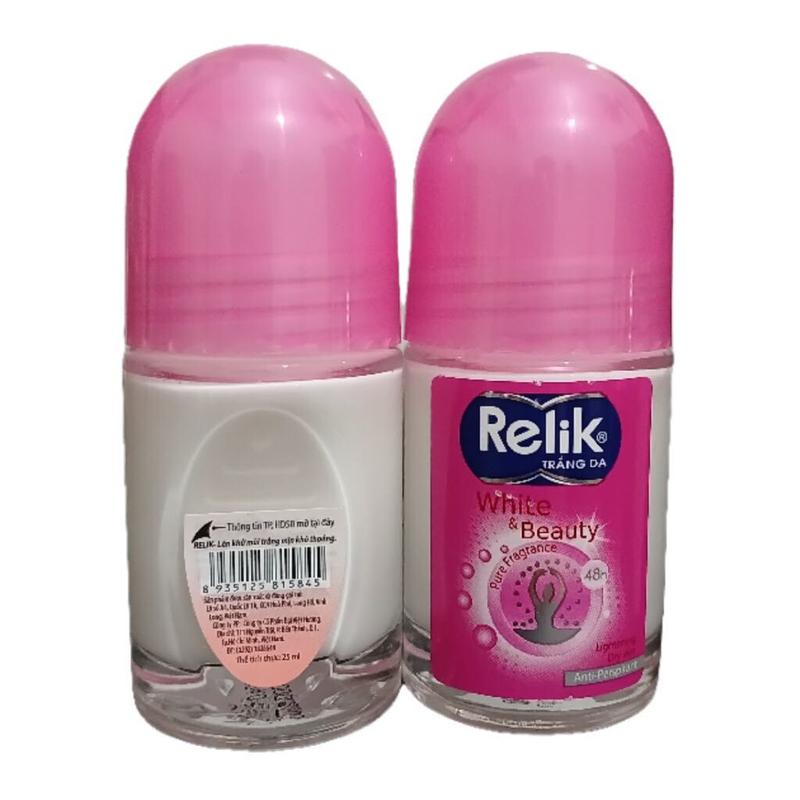 Combo 2 chai Lăn Khử Mùi Trắng Da RELIK White & Beauty Nữ Màu Hồng 25ml. 1