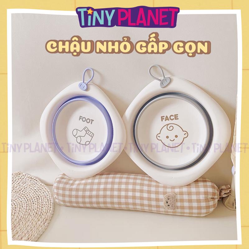 Chậu rửa mặt đa năng chậu nhỏ thau gập gọn Tiny Planet có tai treo quai treo phong cách Hàn Quốc cho bé từ sơ sinh