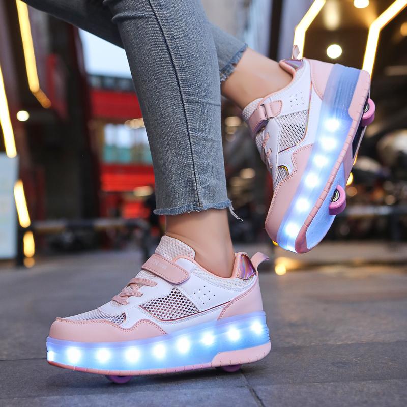Giày Giày Thể Thao Hai Bánh Chiếu Sáng LED, , Dành Cho Giày Trượt Patin Trẻ Em, Giày Chiếu Sáng Đầy Màu Sắc Cho Trẻ Em, Giày Thể Thao Cho Bé Gái Và Bé Trai Có Bánh Xe 4