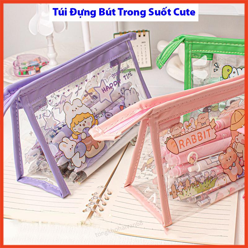 Túi đựng bút trong suốt capy và nhiều nhân vật hoạt hình, văn phòng phẩm ,túi đựng mỹ phẩm trong suốt thiết kế đẹp 1