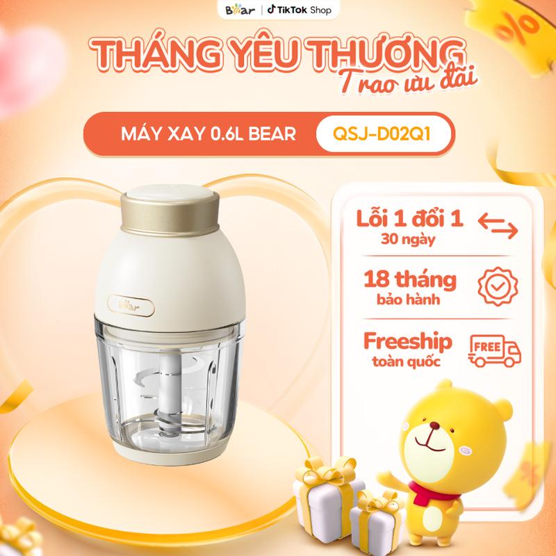 [Ưu Đãi Sốc] Máy Xay Ăn Dặm Cho Bé BEAR Máy Xay Cầm Tay Máy Xay Đa Năng Máy Xay Mini Xay Cháo Xay Tỏi Ớt Rau Củ 6 Lưỡi Dao Không Gây Tiếng Ồn Lớn QSJ-D02Q1