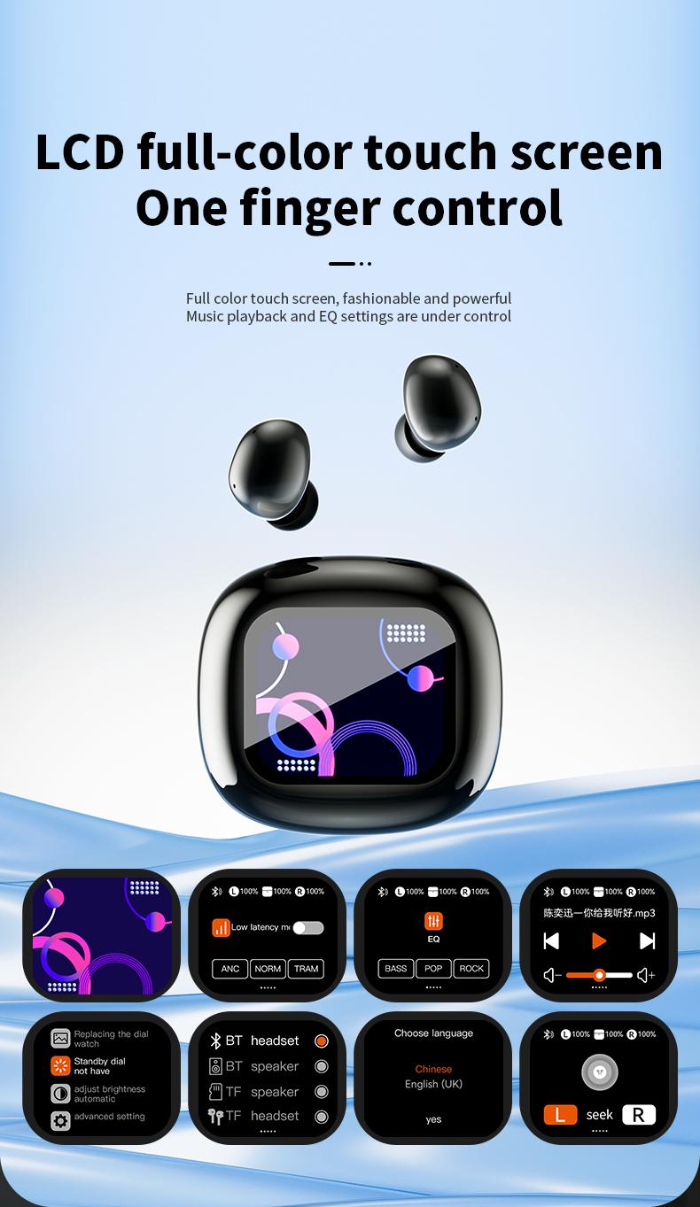 Product Introduction of For JBL S11 MP3 Player with wireless headphones,Full In Touch Screen Earphone Noise Cancelling InEar ENC Mic Earbuds 5