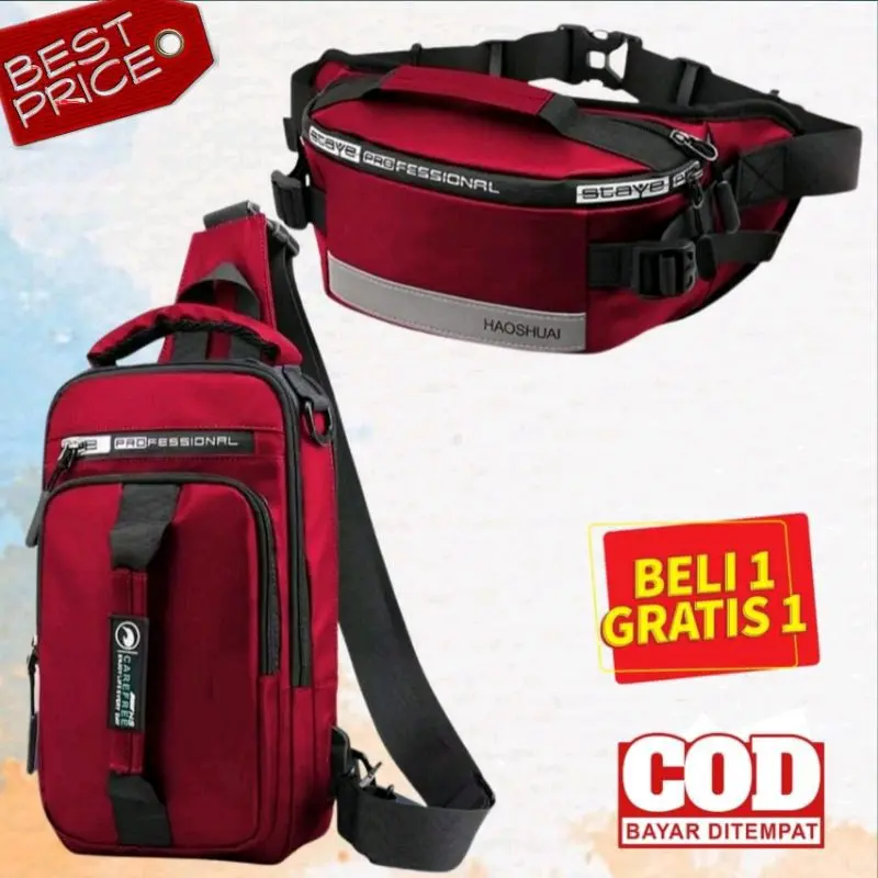 Tas slempang pria murah waitbag cowok laki pria tas Waistbag