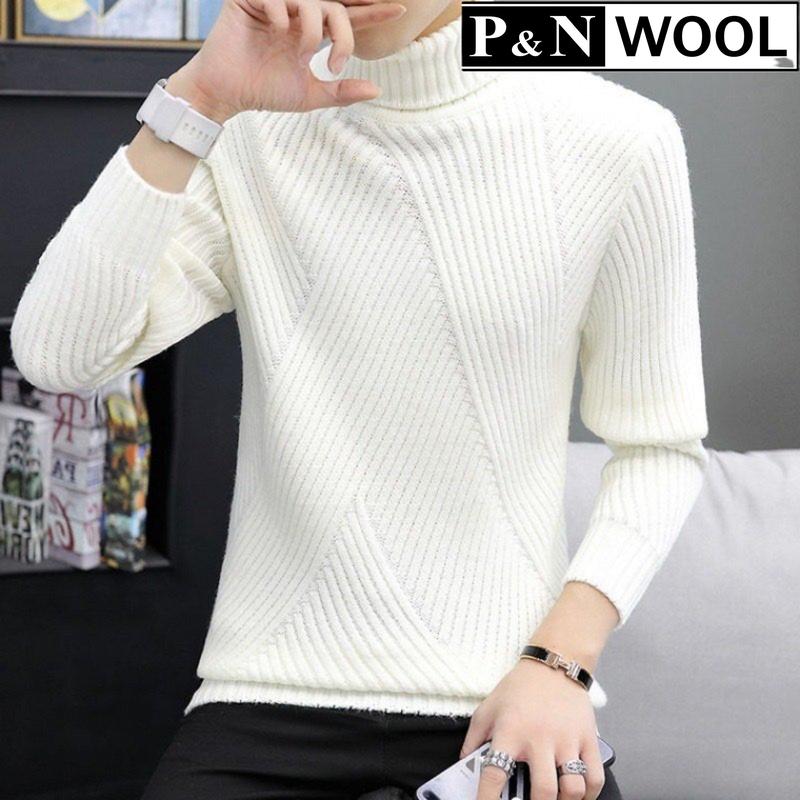 Áo len nam cổ lọ vạt chéo phong cách Hàn Quốc hiện đại - AL07 Menswear áo len đan vặn thừng