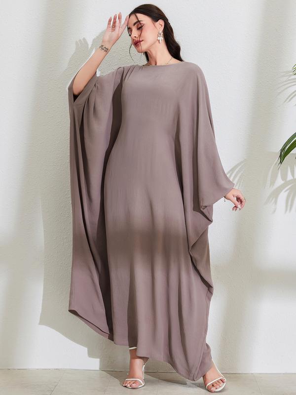 Product Introduction of Discount New Muslim Middle East Arab Maxi Dress Bandage Batwing Sleeve round Neck Fashion Elegant Dress Robe 9
