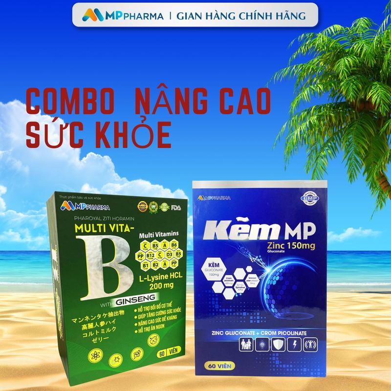 MP17b H Combo 1 hộp-TPBS Kẽm MP Zinc và 1 hộp-TPBVSK Vitamin B ,bổ sung vitamin kẽm gluconate hỗ trợ nâng cao sức khỏe cho mọi người -hộp 60 viên