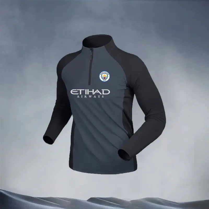 Trang Phục Bộ Đồ Tập Bóng Đá, Dành Cho Nam Giới, Mùa Xuân Chạy Bộ Thể Thao, Tay Áo Dài Zipper, Có Manchester City, Barcelona, Paris Và Real Madrid, 2324 Top 0