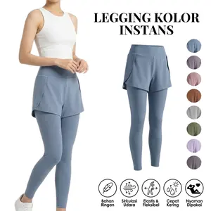 Legging Kolor Sport Wanita High Waist Polos – Celana Yoga Running Jogging