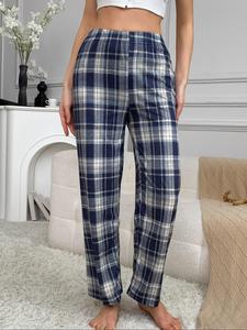 Women's Plaid Print Pajama Pants, Casual Comfy Trousers for Daily Wear, Ladies Sleepwear for All Seasons, Womenswear
