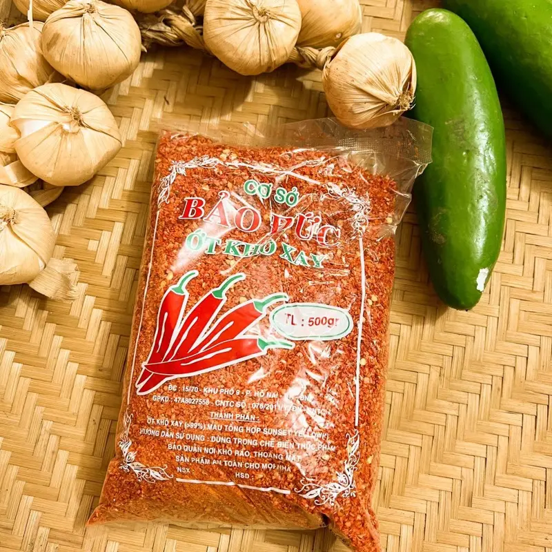 ￼Ớt khô xay không cay còn hạt Bảo Đức -500gr