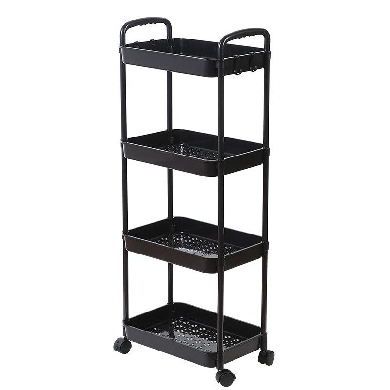 Product Introduction of Bookshelf Floor-standing Movable Household Simple Multi-layer Snack Storage Rack Reading Bookshelf with Wheels Multi-functional 11