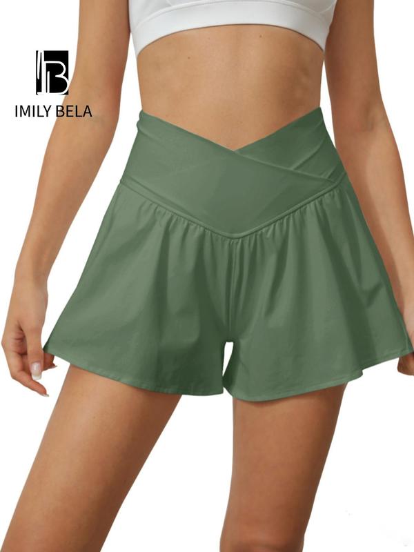 Women's Summer Plain High Waist Sports Gym Shorts, Solid Clothes Women, Casual Sporty Shorts for Tennis Running Gym Workout, Ladies Sportswear Bottoms for Summer 4