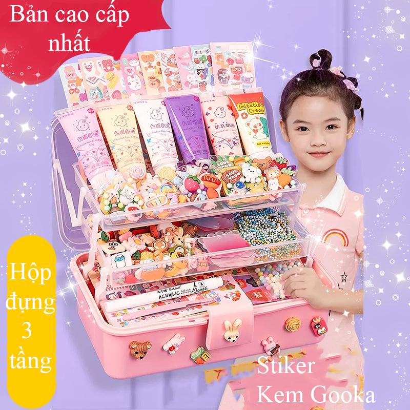 Đồ chơi bộ keo kem dán thẻ  KAVY kèm sticker hạt vòng thẻ hình 3D kèm hộp đựng sang trọng làm móc khoá, đồ trang sứ Handmade Diy