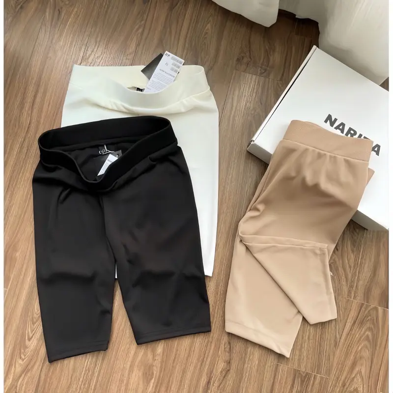 Quần legging ngố vải thun tăm biker trơn mặc ở nhà đi chơi tôn dáng