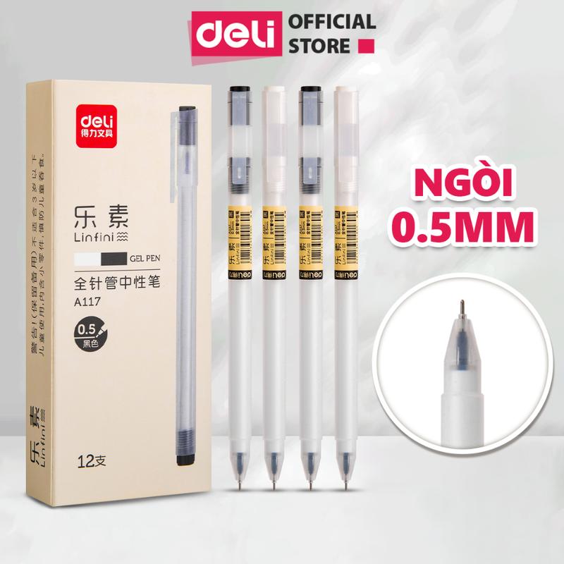 Bút bi nước văn phòng Bút gel Deli mực đen ngòi 0.5mm mực đều nét chữ đẹp phù hợp viết sổ tay ghi chép viết chữ Hán - 1 chiếc