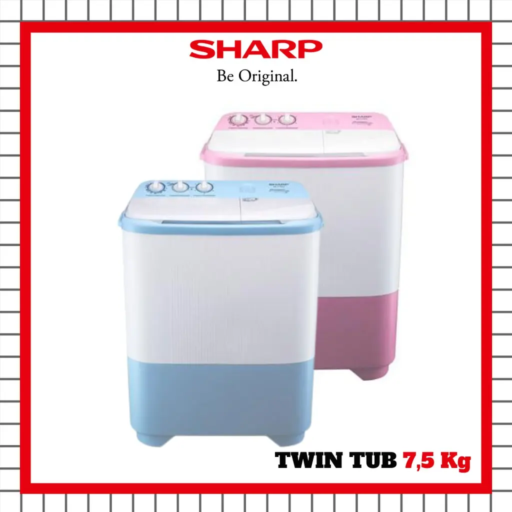 MESIN CUCI SHARP ES-T79SJ-BL 2 TABUNG 7.5 KG