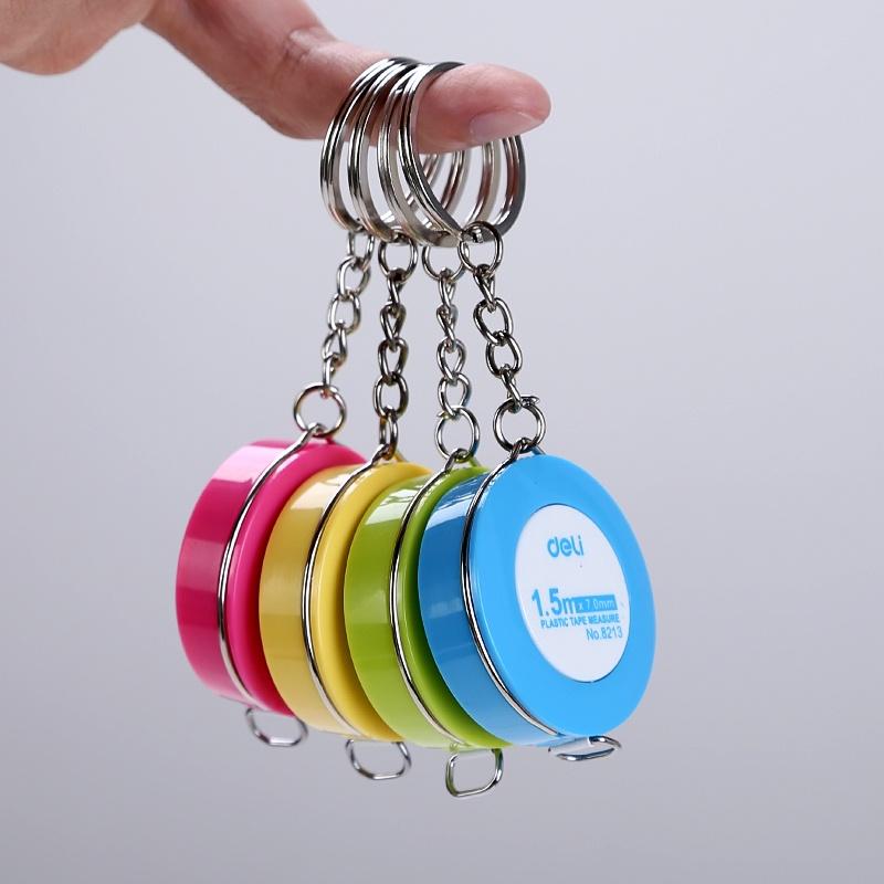 Thước dây cuộn Deli Tự động - Dài 1.5m - Thiết kế nhỏ gọn, đáng yêu - 1 chiếc màu ngẫu nhiên - 8214